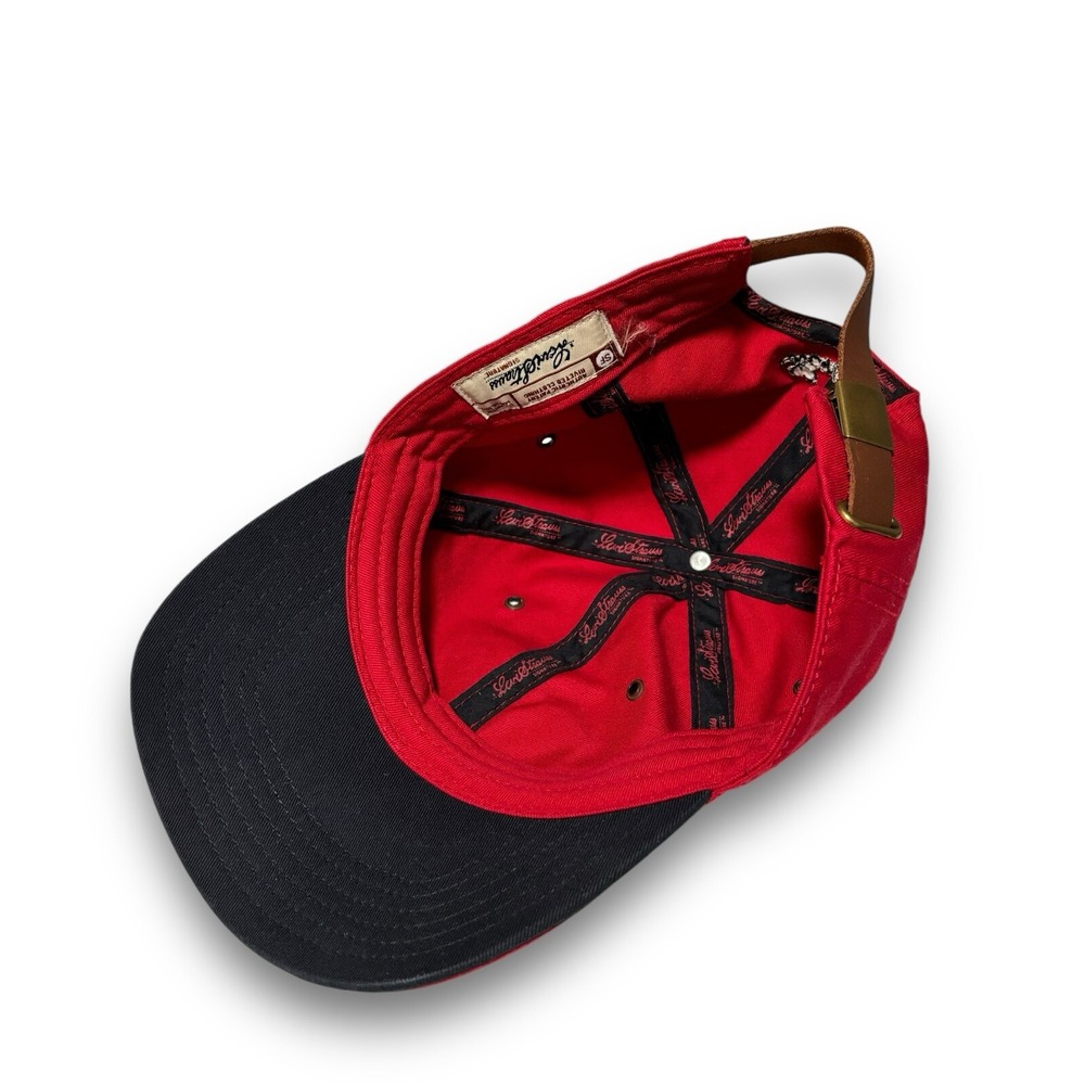 Vintage Levi's Strauss Men's Leather Strap Adjustable Hat Red - Picture 5 of 6